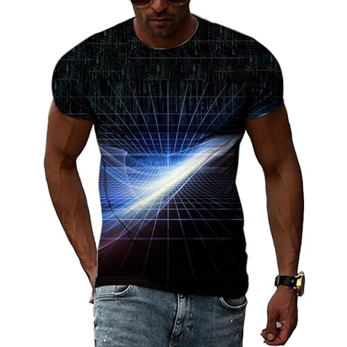 GZGZG Space Plaid 3D Kurzarm Jungen und Mädchen Sommer Rundhals Casual T-Shirt Erwachsene Studenten schnell trocknende Tops von GZGZG