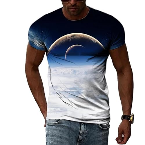 GZGZG Universe Planet 3D Kurzarm Jungen und Mädchen Sommer Rundhals Casual T-Shirt Erwachsene Studenten schnell trocknende Tops von GZGZG