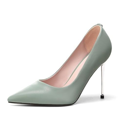 GZHMMAN Damen-Pumps mit Eisseiden-Muster, spitzes Lackleder, Metall, Stiletto-Absatzhöhe 10 cm, Hochzeit, Party, Versammlung, Grün, 36 von GZHMMAN