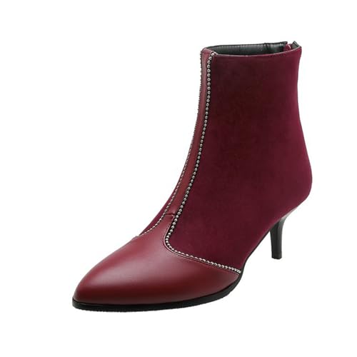 GZHMMAN Damen-Stiefeletten mit hohem Absatz, spitzer Zehenbereich, dünner Absatz, Reißverschluss hinten, mit Kristall-Strasssteinen, 10 cm Absatzhöhe, geeignet für formelle und legere Anlässe, Partys von GZHMMAN