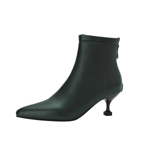 GZHMMAN Damen-Stiefeletten mit spitzem Zehenbereich, Kätzchen-Absatz, Reißverschluss, Höhe 6 cm, vielseitig, elegant, Kleid, Jeans von GZHMMAN