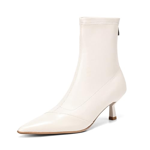 GZHMMAN Elegante Damenschuhe, spitz, hoher Absatz, kurze Stiefel, Hufeisenabsatz, Reißverschluss, Nähen, modisch, passend zu Absatzhöhe: 6 cm von GZHMMAN