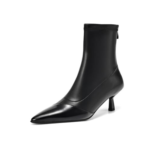 GZHMMAN Elegante Damenschuhe, spitz, hoher Absatz, kurze Stiefel, Hufeisenabsatz, Reißverschluss, Nähen, modisch, passend zu Absatzhöhe: 6 cm von GZHMMAN