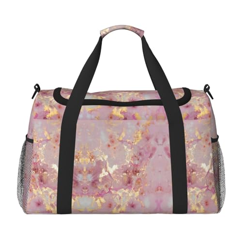 Handreisetasche mit rosa Marmor-Textur, ideal für Langstreckenreisen und den täglichen Gebrauch, Schwarz , Einheitsgröße von GZHYHAKAN