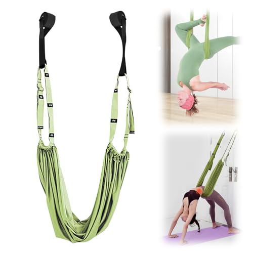 Aerial Yoga Seil gegen Rückenschmerzen, Yogagurt Pilates Zubehör, Yogagurt Dehnungsband, Aerial Yogatuch zum Aufhängen, Yoga Gurte Set für Reha Pilates Spagat Gymnastik Flexibilität Training (Grün) Aerial Yoga Seil gegen Rückenschmerzen, Yogagurt Pilates Zubehör, Yogagurt Dehnungsband, Aerial Yogatuch zum Aufhängen, Yoga Gurte Set für Reha Pilates Spagat Gymnastik Flexibilität Training (Grün) von GZWY