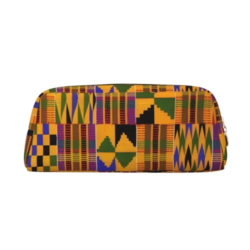 GZYL Federmäppchen mit afrikanischem Ethno-Muster, bedrucktes Leder, Schreibwaren-Organizer, tragbares Federmäppchen, gold, Einheitsgröße, Münzfach von GZYL