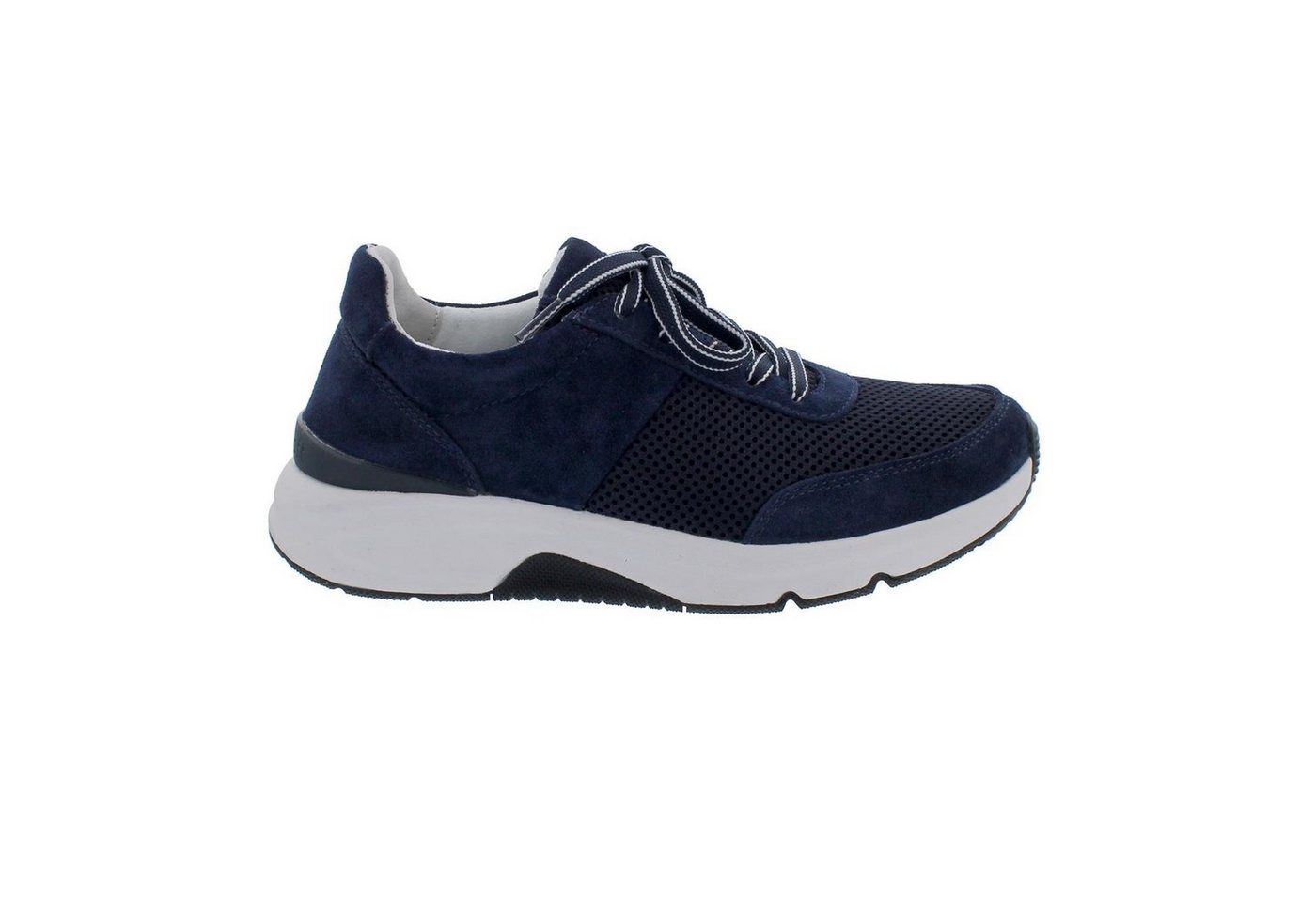 Gabor Rollingsoft Sneaker low, Mesh / Dreamvelour, marine, Schnürung, Wechselfußbett 46 Schnürschuh von Gabor Rollingsoft