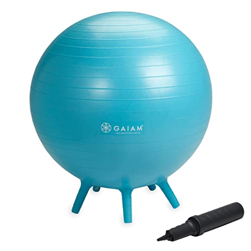 Gaiam Balance-Ballstuhl, Keine Rolle, 65 cm, ergonomischer Yoga-Ballstuhl für Zuhause und Büro, Schreibtisch, mit Übungsanleitung, einfache Installation, Ballpumpe und integrierten Stabilitätsbeinen von Gaiam