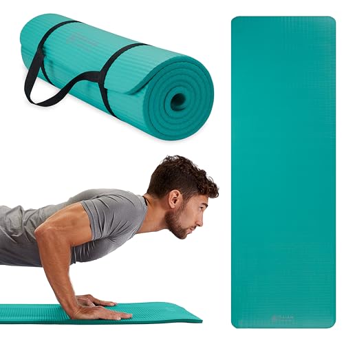 Gaiam Essentials, Dicke Yogamatte, Fitness- und Trainingsmatte mit leicht zu verwendendem Yogamatten-Tragegurt, 183 cm L x 61 cm B x 1 cm dick, Blaugrün Gaiam Essentials, Dicke Yogamatte, Fitness- und Trainingsmatte mit leicht zu verwendendem Yogamatten-Tragegurt, 183 cm L x 61 cm B x 1 cm dick, Blaugrün von Gaiam