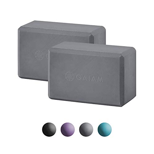 Gaiam Essentials Yoga-Block (2er-Set) – stützender, latexfreier Eva-Schaum, weiche rutschfeste Oberfläche für Yoga, Pilates, Meditation, grau von Gaiam