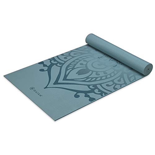 Gaiam Yogamatte, Premium-Aufdruck extra dick rutschfest für alle Arten von Yoga, Pilates und Bodentraining, Niagara, 6 mm, 172,7 cm L x 61 cm B x 6 mm Dicke von Gaiam