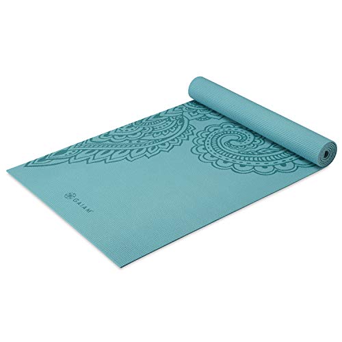 Gaiam Yogamatte, Premium-Druck, rutschfeste Übungs- und Fitnessmatte für alle Arten von Yoga, Pilates und Bodentraining, Paisley Frost, 5 mm (05-64037) von Gaiam