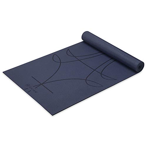 Gaiam Yogamatte - „Alignment“ Premium-Aufdruck 6 mm dick rutschfest für alle Arten von Yoga, Pilates und Boden-Workouts (173 cm x 61 cm x 6 mm dick), Tinte von Gaiam