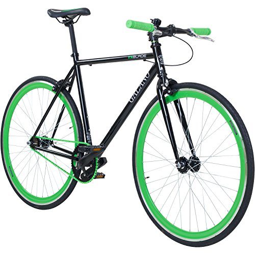 Galano 700C 28 Zoll Fixie Singlespeed Bike Blade 5 Farben zur Auswahl, Rahmengrösse:53 cm, Farbe:schwarz/grün von Galano