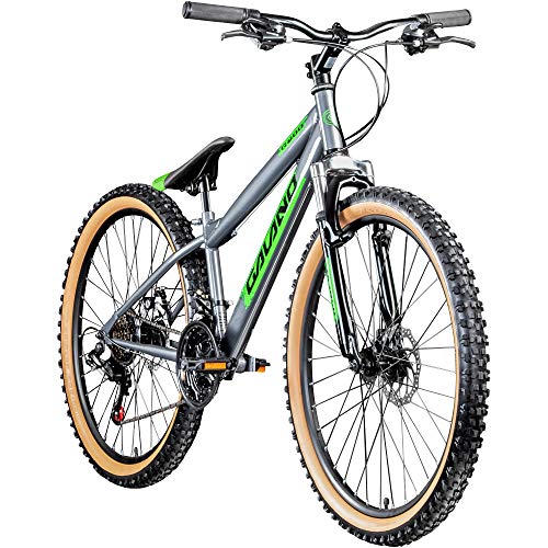 Galano Dirtbike 26 Zoll MTB G600 Mountainbike Fahrrad 18 Gang Dirt Bike Rad (grau/grün, 33 cm) von Galano