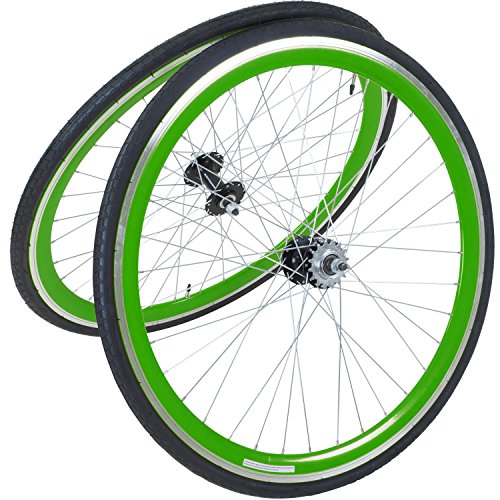 Galano Fixie Laufradsatz 700c Singlespeed Fixed Gear Laufräder Flip Flop Blade (grün/grün) von Galano