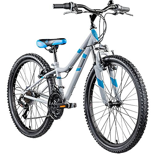 Galano GA20 Mountainbike 24 Zoll Jungen Mädchen Fahrrad für Jugendliche Jugendfahrrad MTB Hardtail Jugend Kinder Fahrrad ab 8 Jahre Mountain Bike 21 Gänge (grau/blau, 30 cm) von Galano