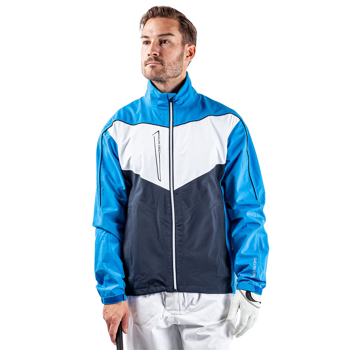Galvin Green Men's Armstrong Waterproof Golf Jacket, Mens, Blue/navy/white, Small | American Golf von Galvin Green