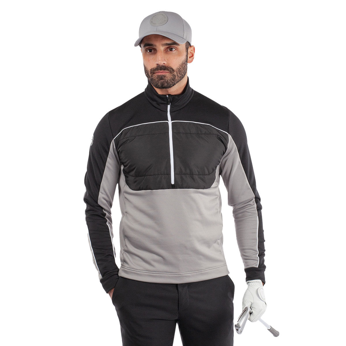 Galvin Green Men's Douglas Half Zip Golf Mid Layer, Mens, Sharkskin/black, Medium | American Golf von Galvin Green