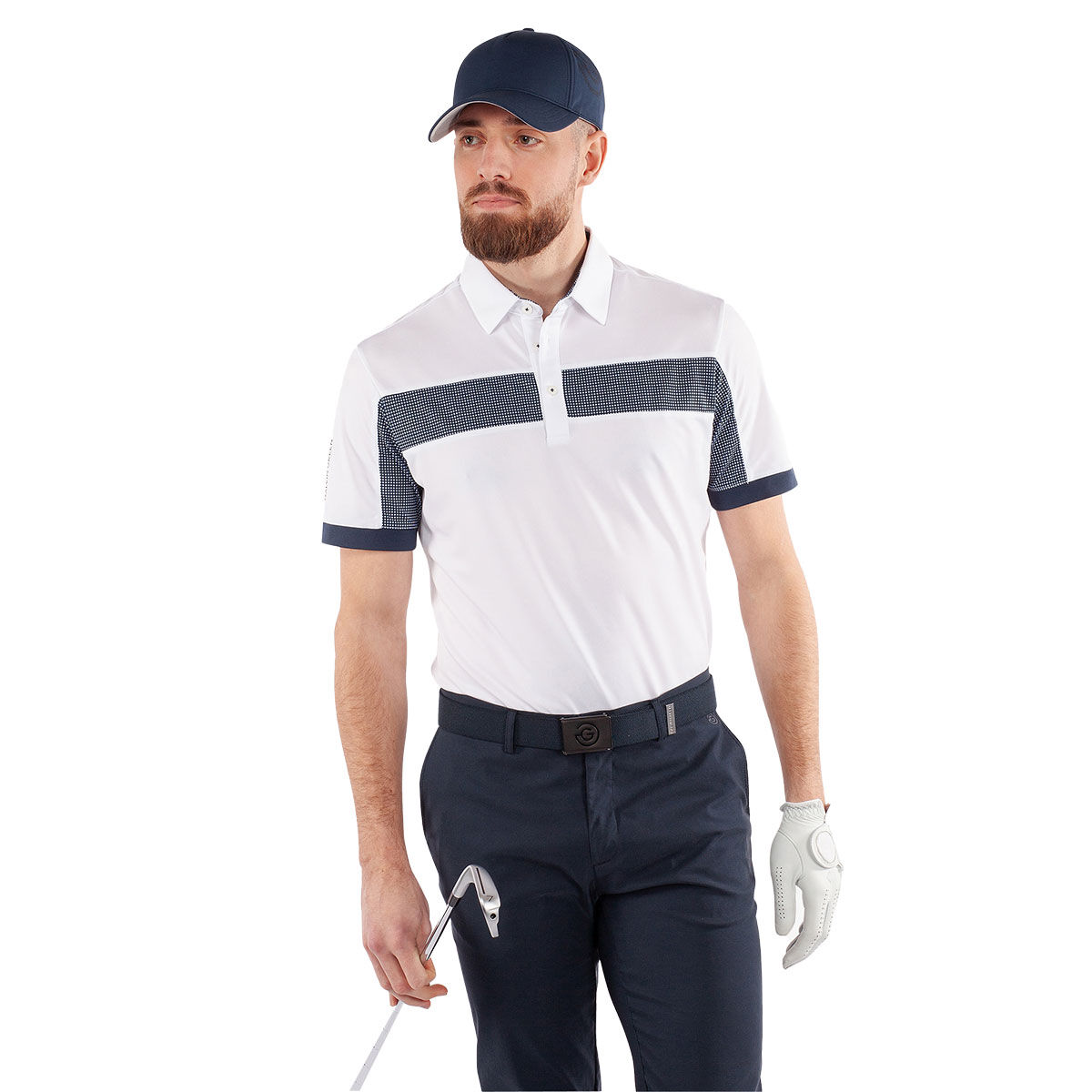 Galvin Green Men's Mills Chest Print Golf Polo Shirt, Mens, White/navy, Large | American Golf von Galvin Green