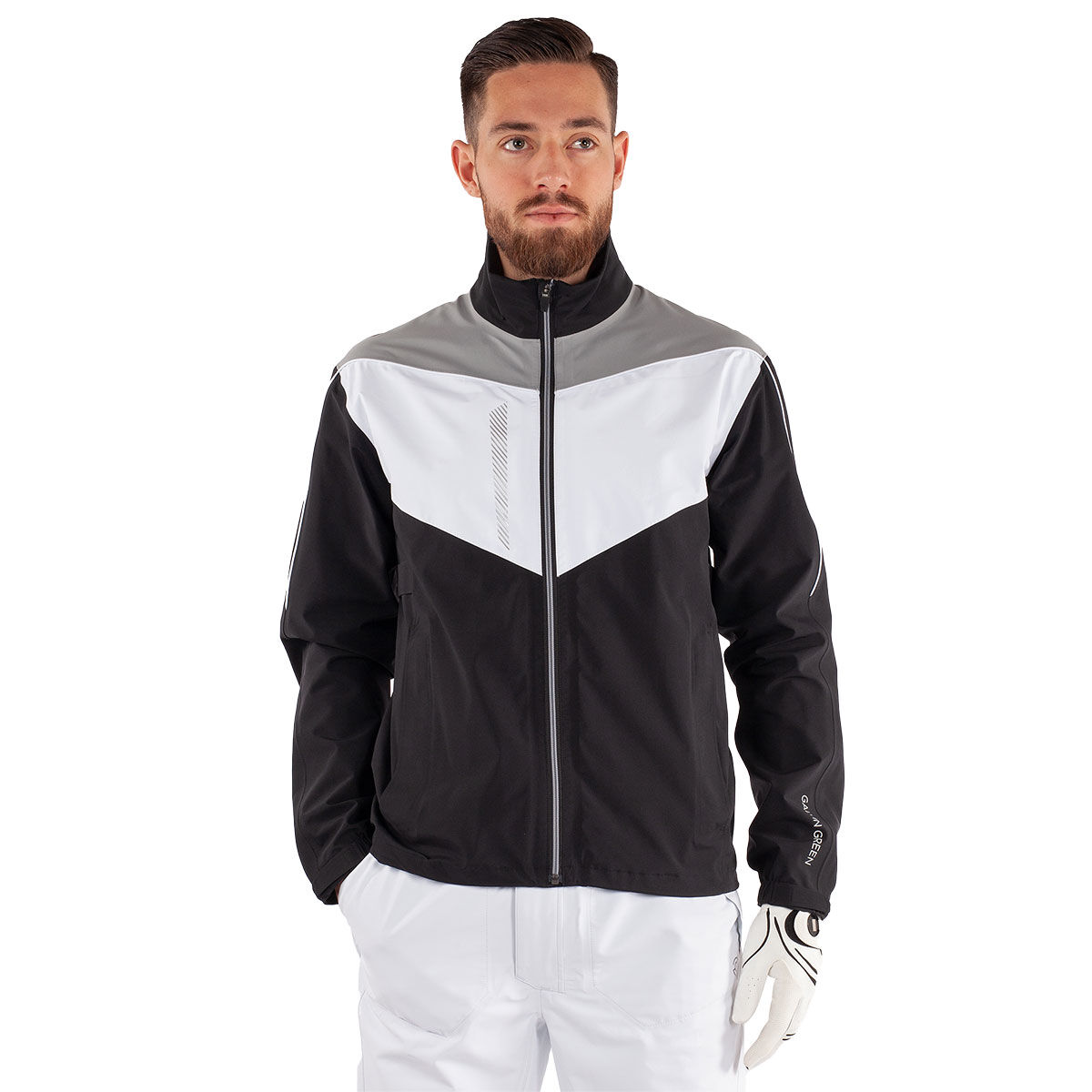 Galvin Green Mens Black and White Waterproof Colour Block Armstrong Golf Jacket, Size: Small| American Golf von Galvin Green