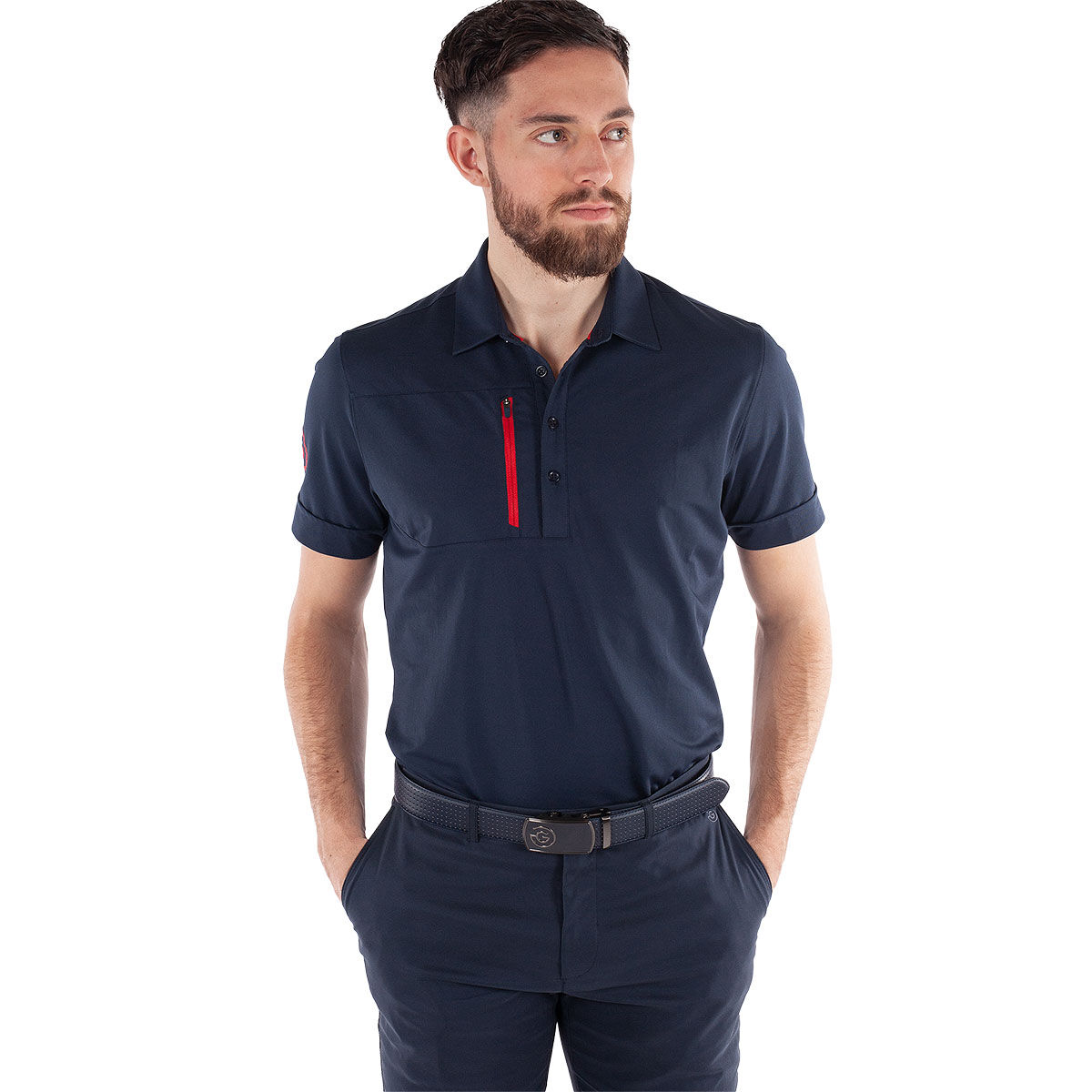 Galvin Green Mens Navy Blue and Red Comfortable Morton Golf Polo Shirt, Size: Small | American Golf von Galvin Green
