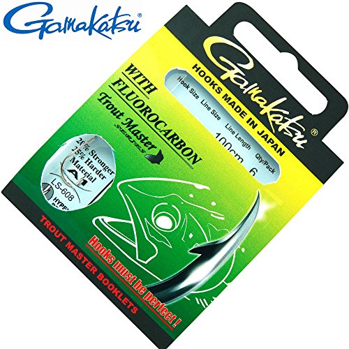 Gamakatsu LS-608 Trout Master Series 100cm - 6 gebundene Angelhaken zum Forellenangeln, Forellenhaken zum Angeln auf Forellen, Hakengröße/Schnurdurchmesser:Gr. 6/0.18mm von Gamakatsu