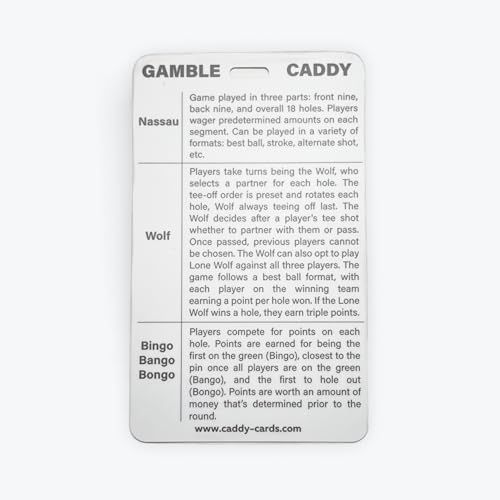 Gamble Caddy Golfspiel-Referenzkarte – Golftaschenanhänger von Gamble Caddy