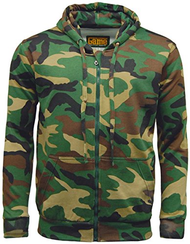 Game Herren-Kapuzenshirt und Jogginghose, Wald-Camouflage, aus Fleece, mit Reißverschluss Gr. XXXXXL, Hoodie von Game Technical Apparel