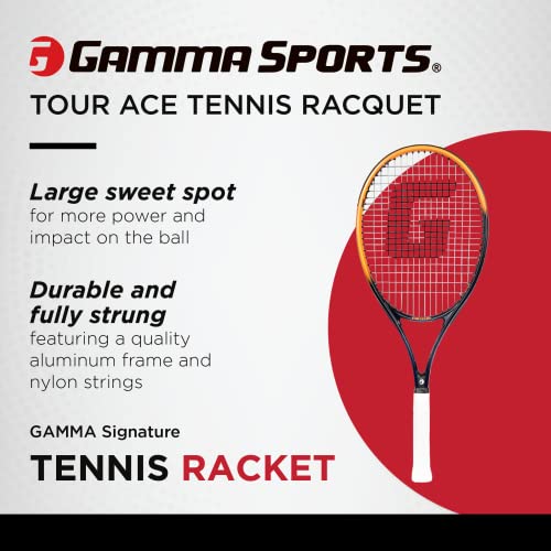 Gamma Tour Ace Tennisschläger 27 Zoll - Premium vorbesaitet Erwachsene Schläger für Männer & Frauen - Großer Sweet Spot - Perfekte Balance zwischen Kraft und Kontrolle von Gamma