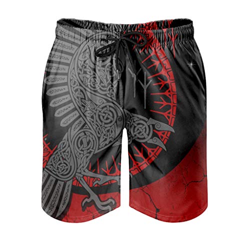 Gamoii Herren Badehose Beachshorts Wikinger Rabe Nordisch Swim Trunks Schnelltrocknend 3D Druck mit Mesh-Futter Surf Beachshorts Freizeithose mit Kordel Taschen White l Gamoii Herren Badehose Beachshorts Wikinger Rabe Nordisch Swim Trunks Schnelltrocknend 3D Druck mit Mesh-Futter Surf Beachshorts Freizeithose mit Kordel Taschen White l von Gamoii