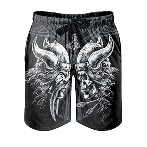 Gamoii Herren Beachshorts Badehose Wikinger Odin Schädel Totenkopf Schwarz Swim Trunks Leisure Muster Print mit Netzfutter Schwimmen Shorts Freizeithose mit Kordel Taschen White 6XL Gamoii Herren Beachshorts Badehose Wikinger Odin Schädel Totenkopf Schwarz Swim Trunks Leisure Muster Print mit Netzfutter Schwimmen Shorts Freizeithose mit Kordel Taschen White 6XL von Gamoii
