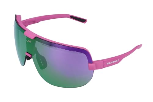 Gamswild WS2146 Sportbrille Sonnenbrille TR90 Fahrradbrille Skibrille Damen Herren Unisex Einscheibenmodell| türkis | pink| grau |, Farbe: pink von Gamswild