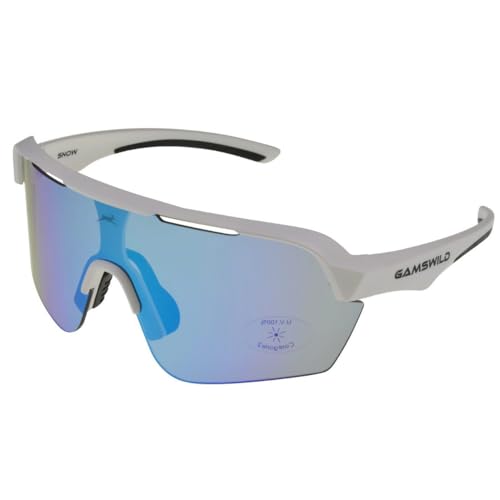 Gamswild WS7138 Sonnenbrille Einscheibenmodell Sportbrille Fahrradbrille Skibrille Damen Herren Unisex | weiß | pink | beere | blau | schwarz | mintgrün, Farbe: weiß_cat2 von Gamswild