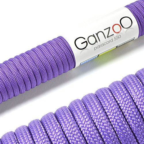 Ganzoo © Paracord 550 Seil Flieder 4mm Schnur Typ 3, Nylon & Polyester, ideal für Basteln von Hundeleine Halsband Armband/Camping Survival und Outdoor 3 Meter Allzweckseil 7 Innenstränge von Ganzoo
