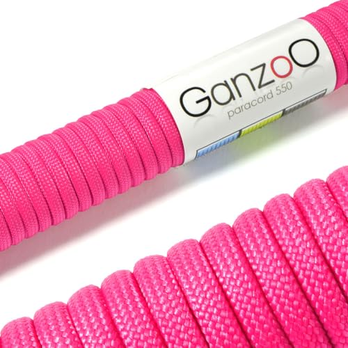 Ganzoo © Paracord 550 Seil Magenta 4mm Schnur Typ 3, Nylon & Polyester, ideal für Basteln von Hundeleine Halsband Armband/Camping Survival und Outdoor 3 Meter Allzweckseil 7 Innenstränge von Ganzoo