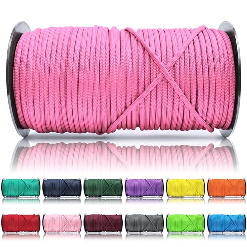 Ganzoo © Paracord 550 Seil Pink 4mm Schnur Typ 3, Nylon & Polyester, ideal für Basteln von Hundeleine Halsband Armband/Camping Survival und Outdoor 100 Meter Allzweckseil 7 Innenstränge von Ganzoo