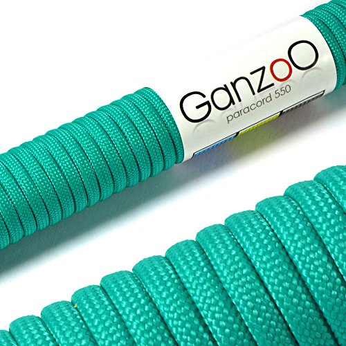 Ganzoo Paracord 550 Seil Türkis 4mm Schnur Typ 3, Nylon & Polyester, ideal für Basteln von Hundeleine Halsband Armband/Camping Survival und Outdoor 3 Meter Allzweckseil 7 Innenstränge von Ganzoo