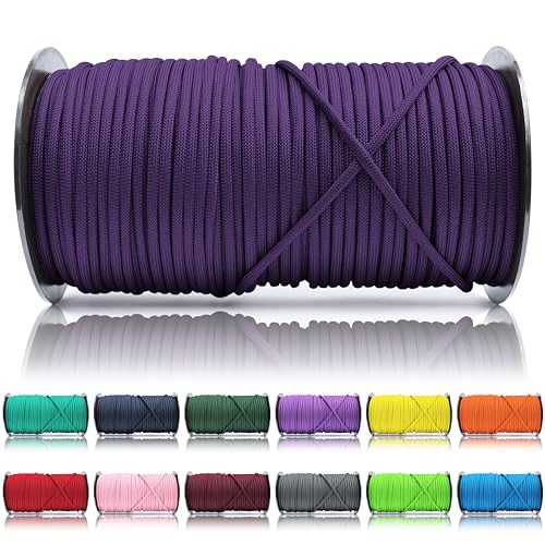 Ganzoo © Paracord 550 Seil Violett-Lila 4mm Schnur Typ 3, Nylon & Polyester, ideal für Basteln von Hundeleine Halsband Armband/Camping Survival und Outdoor 100 Meter Allzweckseil 7 Innenstränge von Ganzoo