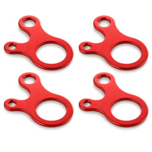 Ganzoo 4er Set Seilspanner aus hochwertigem Aluminium, Zeltleinenspanner, Dreilochspanner, perfekt in Kombination mit Paracord 550, Farbe rot, Marke von Ganzoo