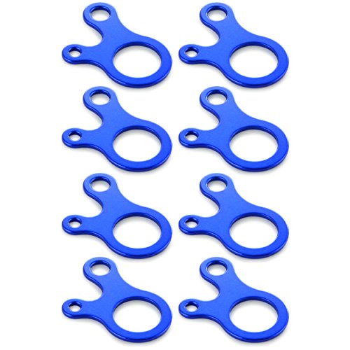 Ganzoo 8er Set Seilspanner aus hochwertigem Aluminium, Zeltleinenspanner, Dreilochspanner, perfekt in Kombination mit Paracord 550, Farbe blau, Marke von Ganzoo