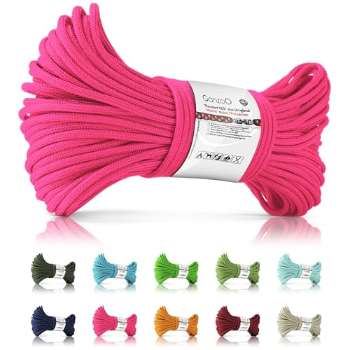 Ganzoo © Paracord 425 Seil - Typ 2, 3mm Ø, 4 Innenstränge, Nylon & Polyester, Mehrzweckseil für Hundehalsband & Hundeleine, Allzweckseil für Camping & Survival, Armband, Deutsche Marke (Neonpink) von Ganzoo