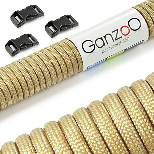 Ganzoo Paracord 550 Seil + 3X Klickverschluss für Armband, Leine, Halsband, Starter-Set von Ganzoo