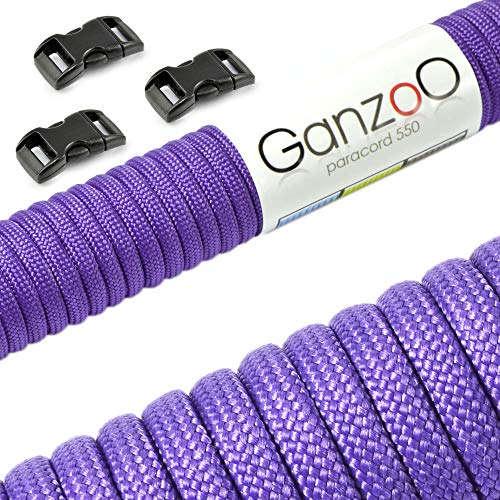 Ganzoo Paracord 550 Seil + 3X Klickverschluss für Armband, Leine, Halsband, Starter-Set von Ganzoo