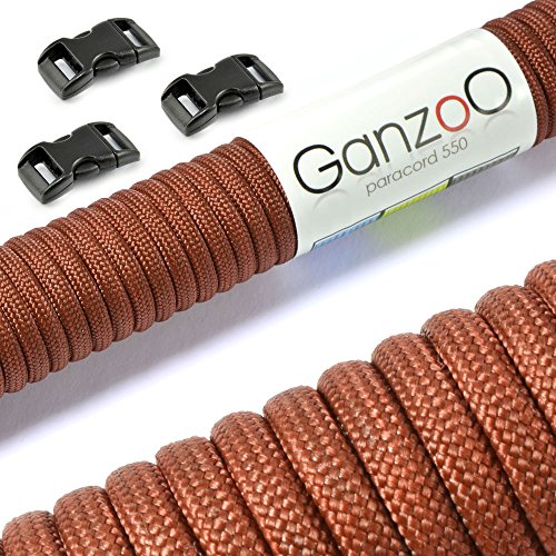 Ganzoo Paracord 550 Seil + 3X Klickverschluss für Armband, Leine, Halsband, Starter-Set von Ganzoo