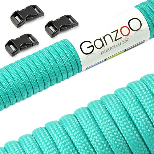 Ganzoo Paracord 550 Seil + 3X Klickverschluss für Armband, Leine, Halsband, Starter-Set von Ganzoo