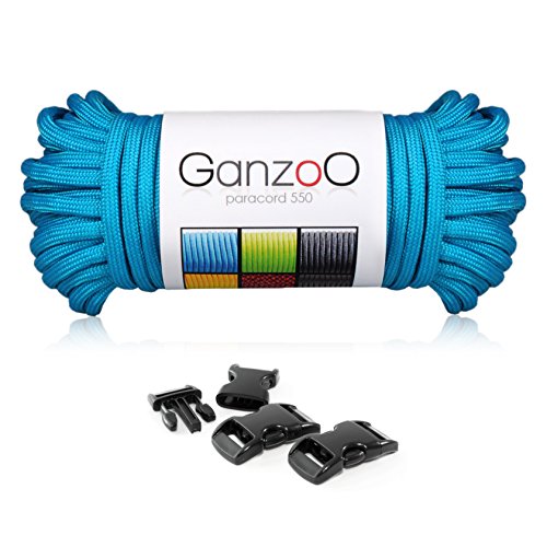 Ganzoo Paracord 550 Seil + 3X Klickverschluss für Armband, Leine, Halsband, Starter-Set von Ganzoo