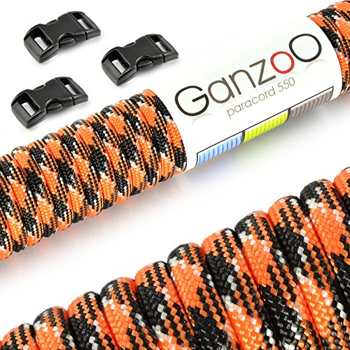 Ganzoo Paracord 550 Seil 31m +3X Klickverschluss, Armband, Leine, Halsband, Starter-Set von Ganzoo