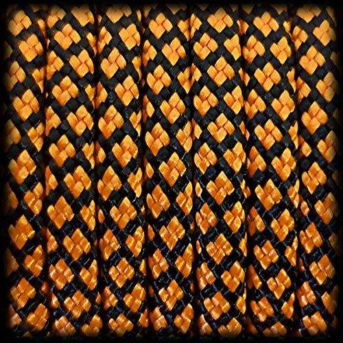 Ganzoo Paracord 550 Seil Diamond 30 Meter Nylon/Polyester-Seil mit 7 Kern-Stränge für Armband, Leine, Halsband, 4mm Stärke | Mehrzweck-Seil | Survival-Seil | Parachute Cord | Orange Schwarz von Ganzoo