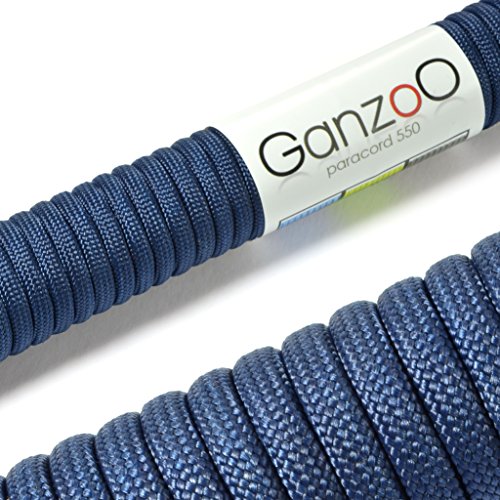 Ganzoo © Paracord 550 Seil Navy-Blau 4mm Schnur Typ 3, Nylon & Polyester, ideal für Basteln von Hundeleine Halsband Armband/Camping Survival und Outdoor 30 Meter Allzweckseil 7 Innenstränge von Ganzoo